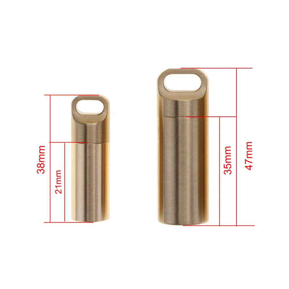 1Pc Creative Portable Medicine Capsule Pill Box Waterproof Bottle Holder Brass Container Keychain Outdoor Storage Organizer