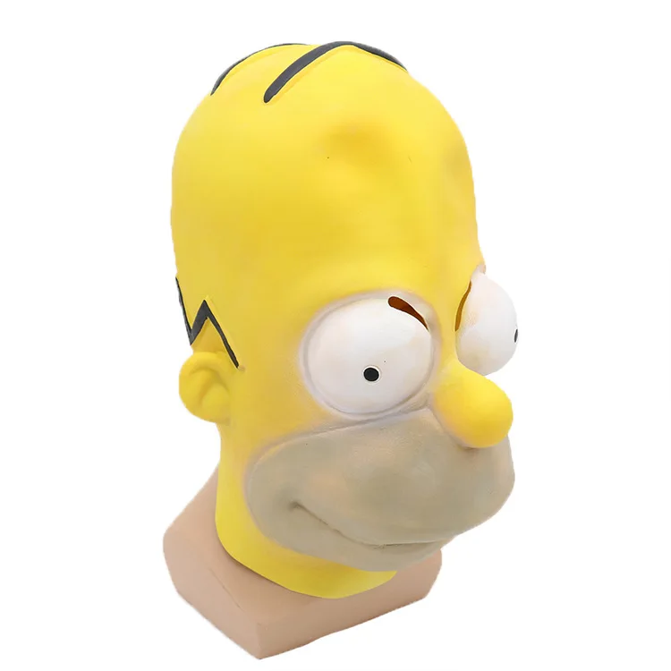 PROM Party Simpson Mask Halloween Latex  Mask Cosplay Dress Up Performance Costume Prop Headgear   Put on A Funny Mask