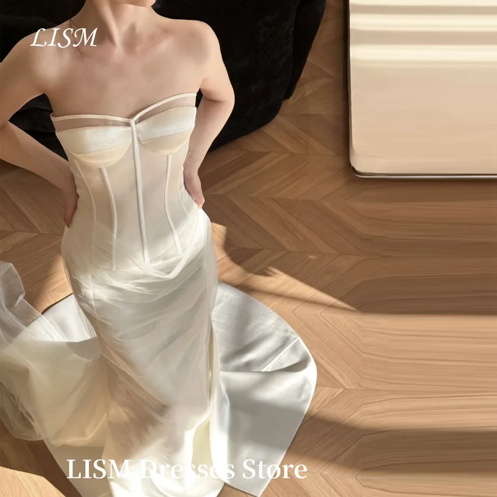 

LISM Charming Mermaid Korea Wedding Dresses Sweetheart Soft Satin Elegant Bridal Gowns Vestidos de noiva Customized Corsets