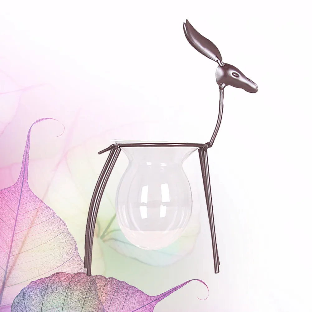 Deer Shape Iron Display Stand Classic Planter Flower Pot Holder Stable Iron Deer Ornament for Desk Window Mini Garden Air Plants