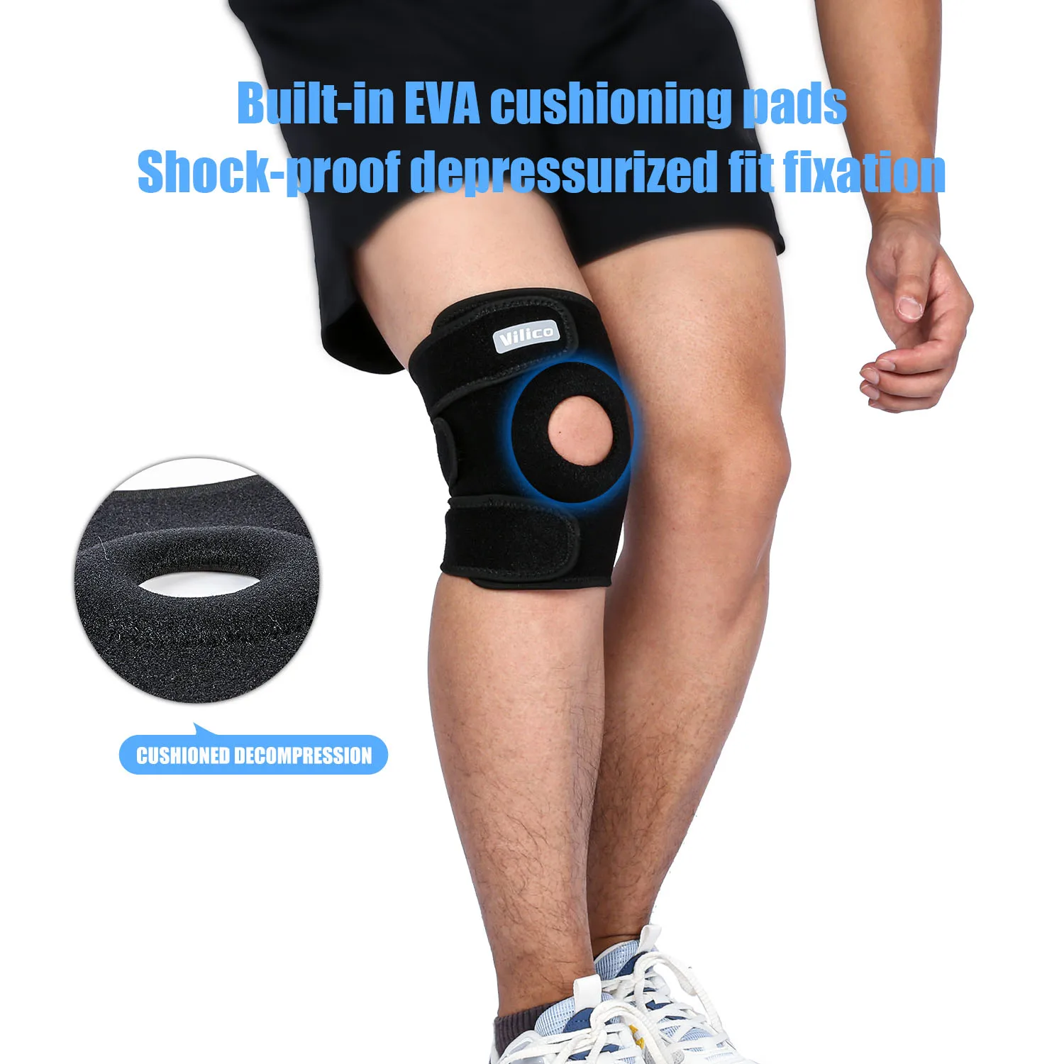 1 PCS Vilico Professional Sports Fitness Mountaineering Knee Protection Knee Strap for Free Adjustment Compression and Stability