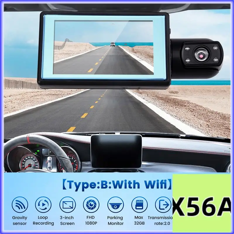 

QB-3.0In Dash Cam For Cars 1080P 2 Lens Front Camrea Dvr Video Recorder Black Box Inside Camera For Vehicle Night Vision