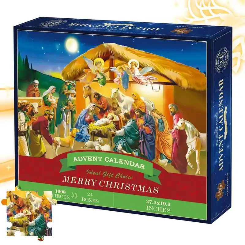 

Christmas Advent Calendar Puzzle Christmas Nativity Scene Countdown Calendar 24 Days Festival Calendar Holiday Puzzle Set For