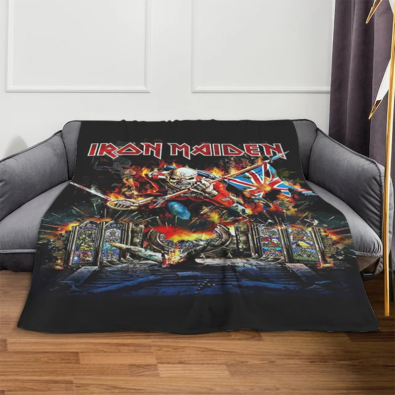 Sofa Blankets A-Heavy Metal Band Iron Maidens Anime Blanket Microfiber Bedding Fluffy Soft Blankets Warm Knee Bed Fleece Camping