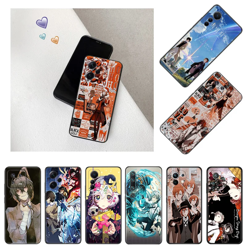 Anime Bungou Stray Dogs Phone Case for Xiaomi 12 Pro 12x 12t 13 Redmi Note13 13c 12s 12c Note12 Lite Shell Black Cases Cover