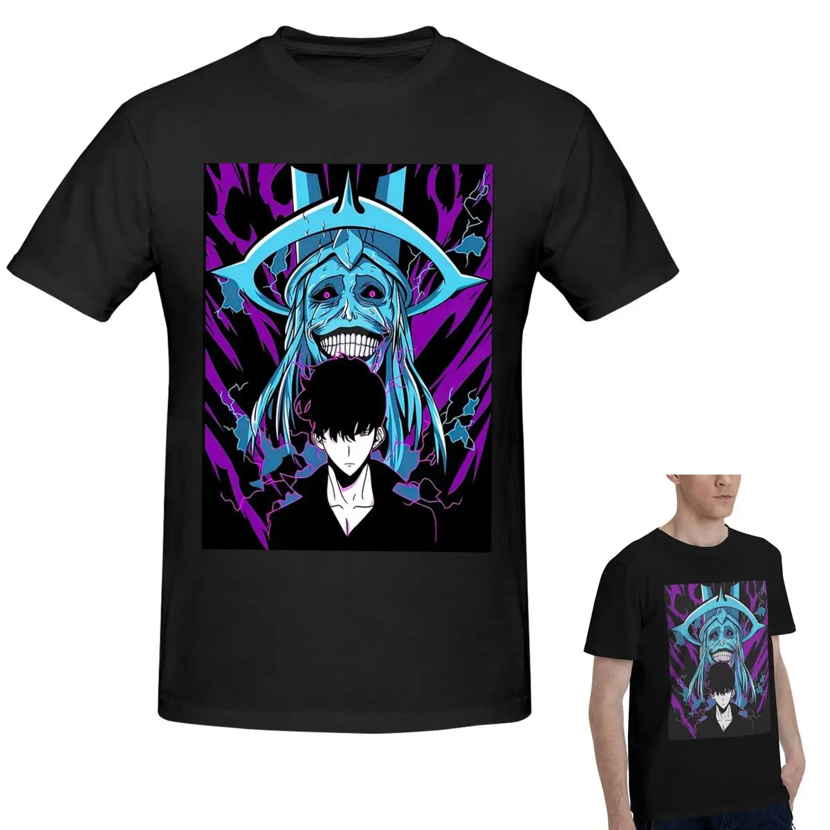 

100% хлопок, футболка Solo Leveling Anime Arise, мужская модная футболка большого размера, мужские летние рубашки с круглым вырезом, топы, S-6XL