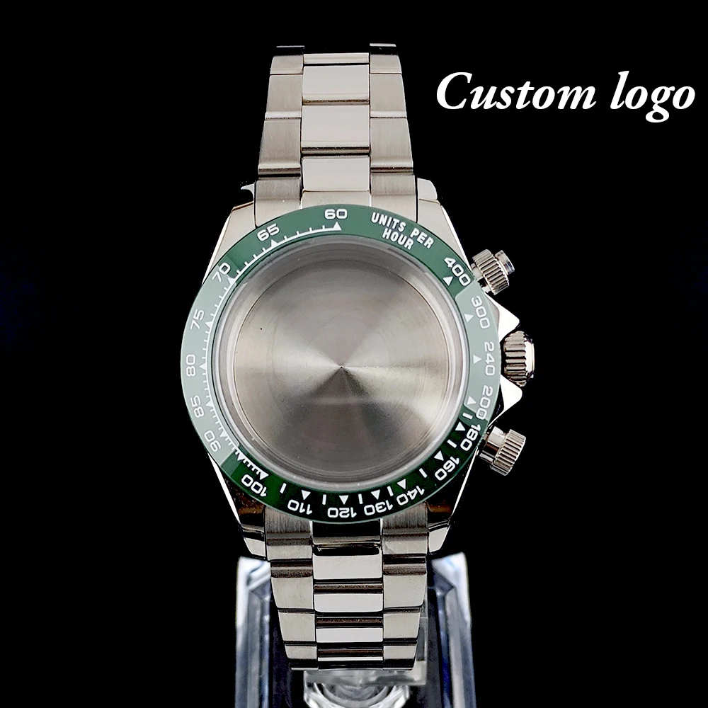 

Корпус для мужских часов 39 мм VK63/VK64, корпус из нержавеющей стали, корпус с индивидуальным логотипом, сапфировое стекло для механизма VK63/VK64, аксессуары для часов.