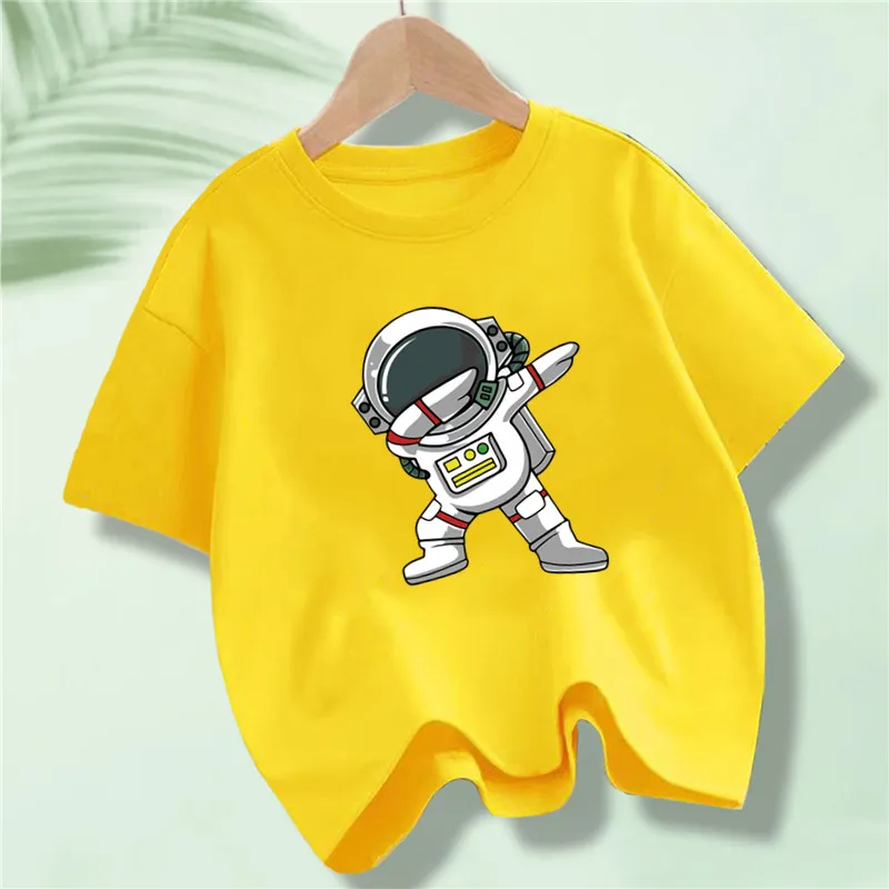 New Summer Kids Clothes Funny Astronaut Print Cartoon T Shirt Streetwear Cotton Tops Children Boys Clothes Short Sleeve Tees