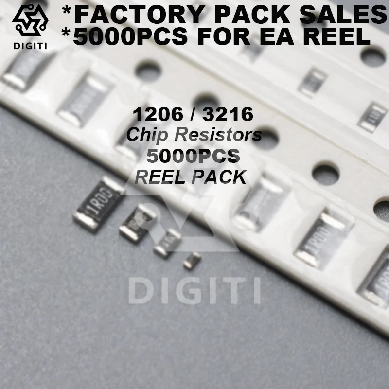 1206 المقاوم 3216 المقاوم رقاقة المقاومات SMD المقاوم 5% 0Ω ~ 10MΩ مقاومات الأغشية السميكة 125mW المقاوم 1/4W المقاوم SMD/SMT