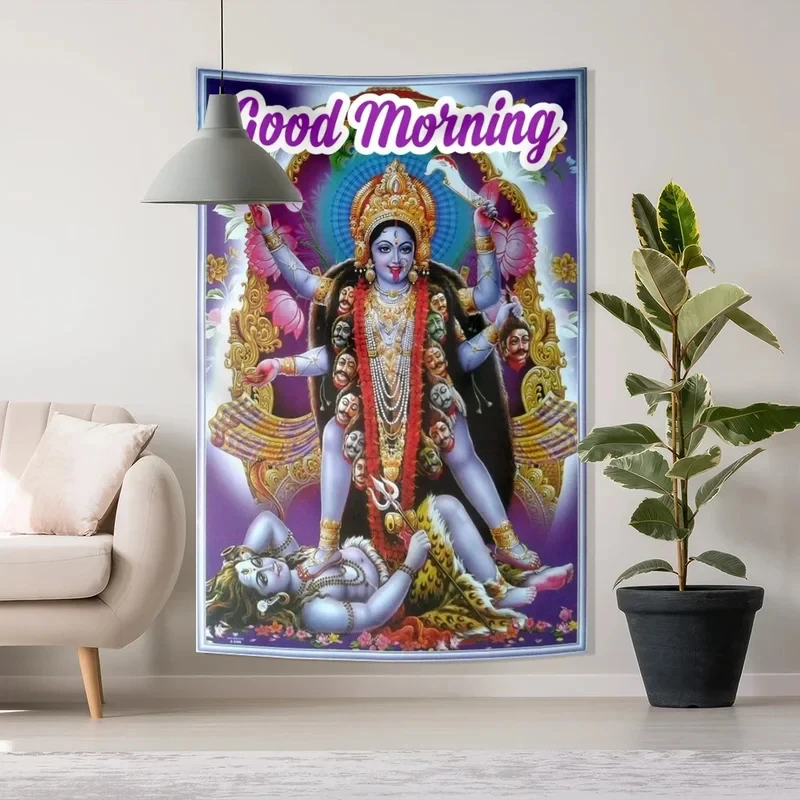 VIKAMA 3x5ft Maa Kali Tapestry Hindu Goddess Wall Hanging Boho Yoga Meditation Home Decor Banner Cloth Art