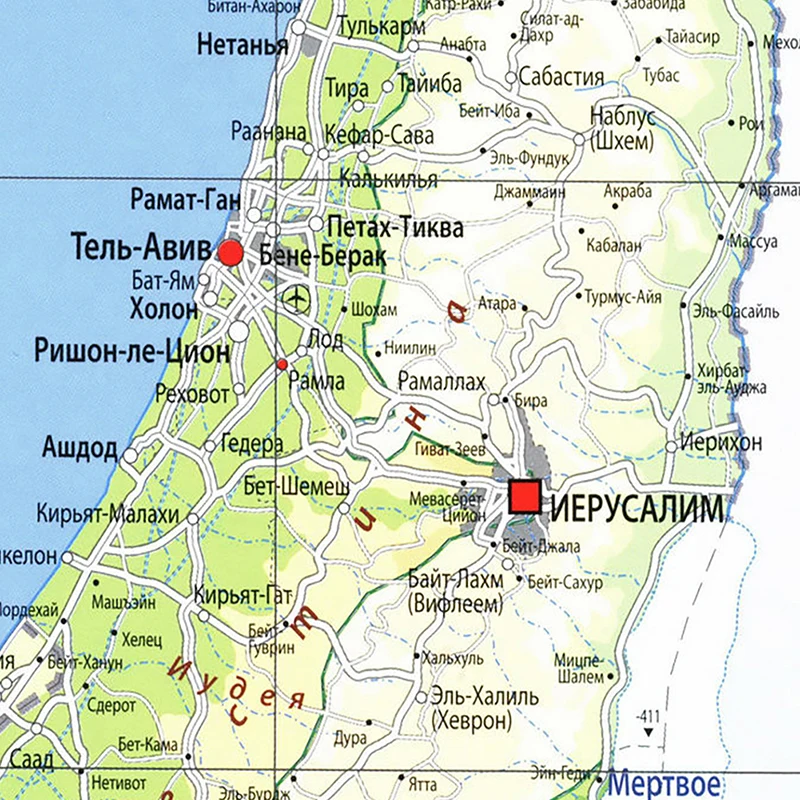 60*90cm o mapa de israel em russo não-tecido pintura em tela 2006 versão arte da parede poster e imprime casa decoração material escolar