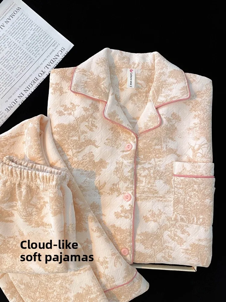 Thiened Air Cotton Spwear Set for Women Home Clothes Long Sve Sweater And Pants Sweet Sle Winter New Arrival