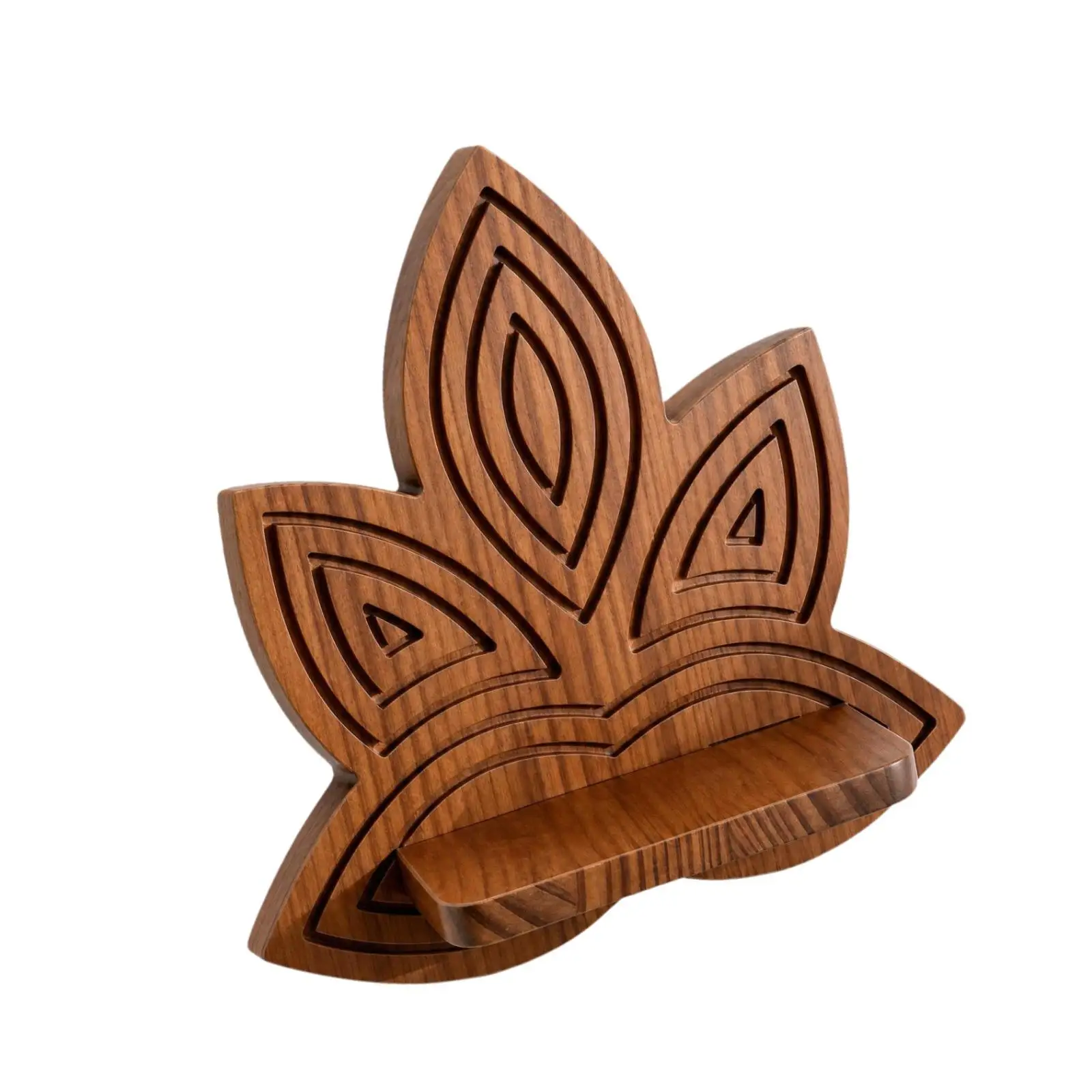Lotus Shaped Wall Shelf, Easy Installation, Wood Floating Shelf Hanging Rack Home Decor for Farmhouse Living Room Home Candles