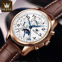 OLEVS Automatic Movement Watches for Men Luxury Stainless Steel Mens Watch Multiple Calendar Moon Phase Man Watch Business Clock