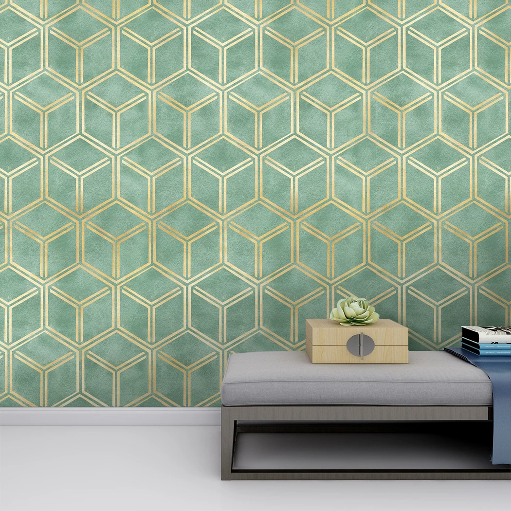 Grass Green Peel and Stick Wallpaper Modern Geometric Self Adhesive Wallpaper Removable Contact Paper  for Bedroom Living Room