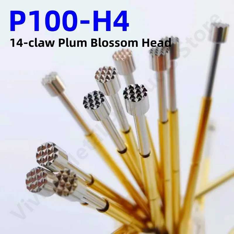 

100PCS P100-H4 33.35mm 14-claw Plum Blossom Head Dia 2.0mm Needle Spring Test Probe P100-H Dia 1.36mm Circuit Board Test Tool