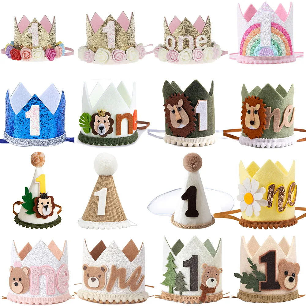 

1Pc Number 1 Birthday Hat Birthday Party Celebration Hat Kids First Birthday Number Cap Photo Booth Props Headwear Birthday Gift