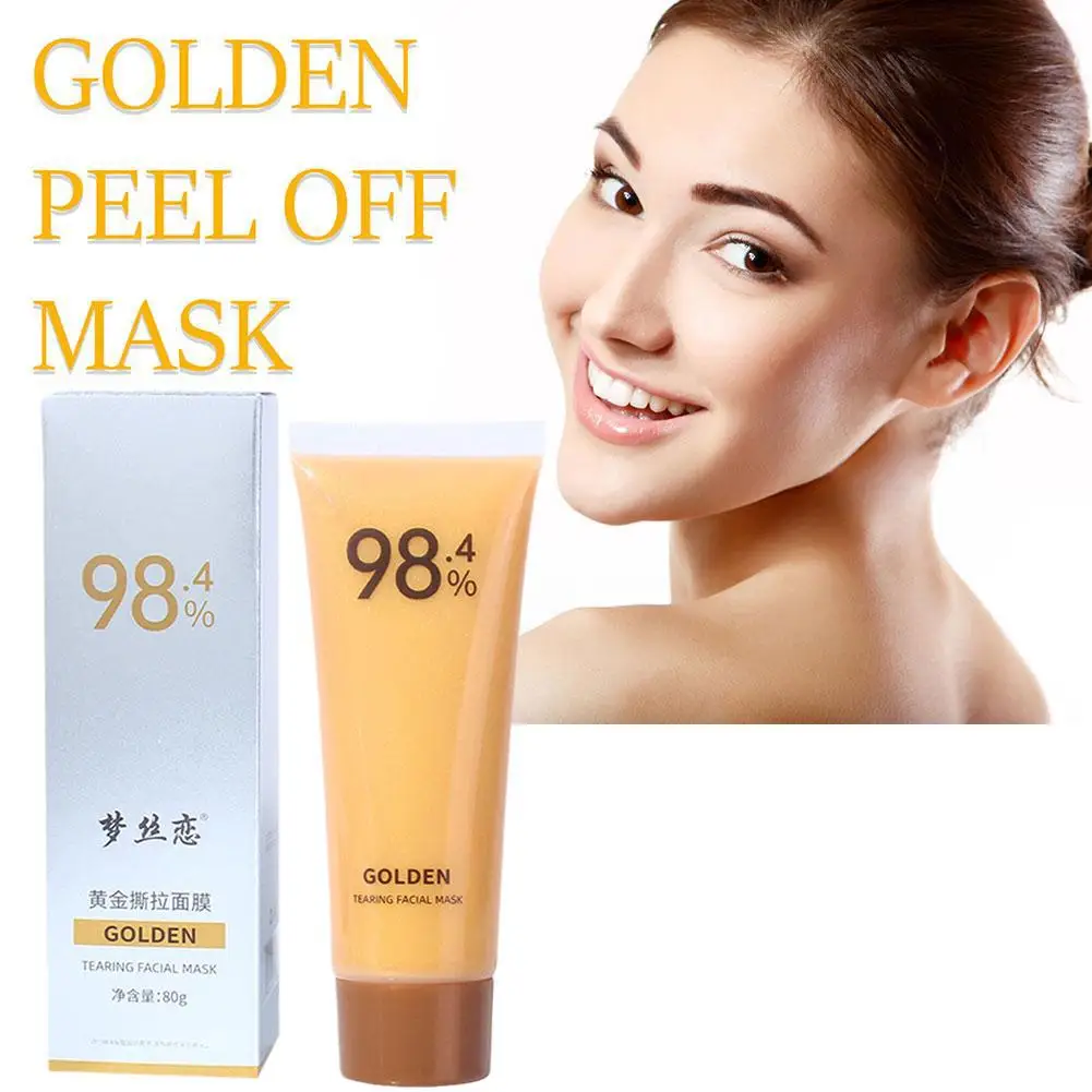 98.4% Gold Foil Peel-Off Mask Exfoliate Remove Blackheads Facial Peel-Off Mask Unclog Cleaning Pores Lift Firm Women Face Care