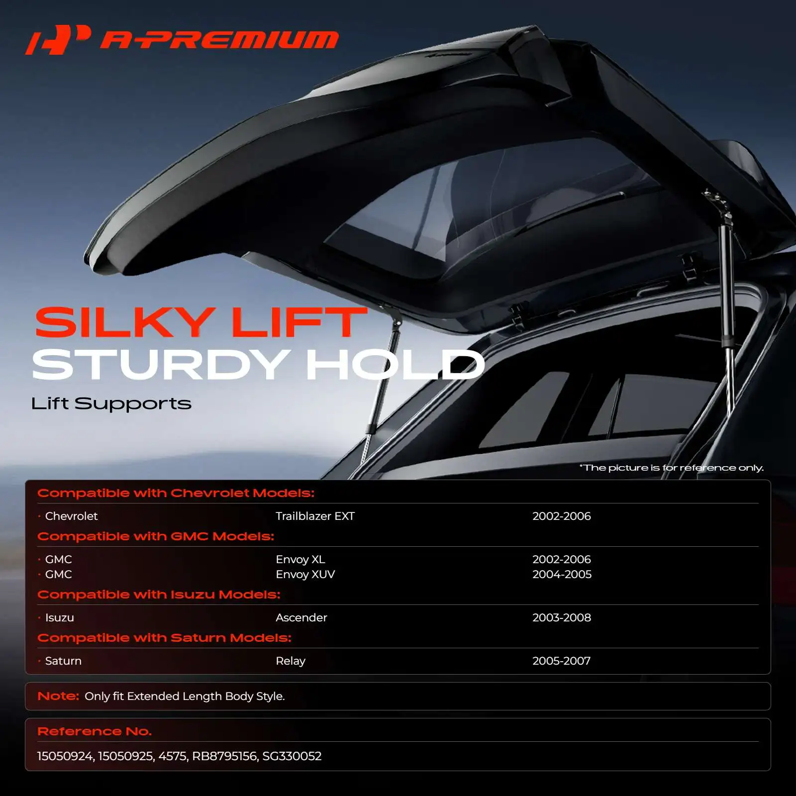 A-Premium 2Pcs Rear Window Glass Lift Supports Struts for GMC Envoy XL 2002-2006 Envoy XUV 2004-2005 Saturn Relay 2005-2007