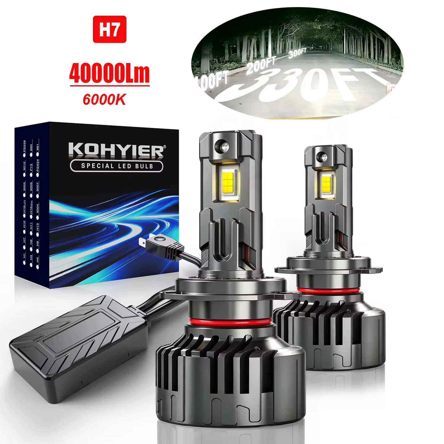 KOHYIER 2x H7 Led Headlight Canbus with Driver 40000Lm Plug and Play High Power CSP Chips No Error Code For VW Passat B6 CC B7