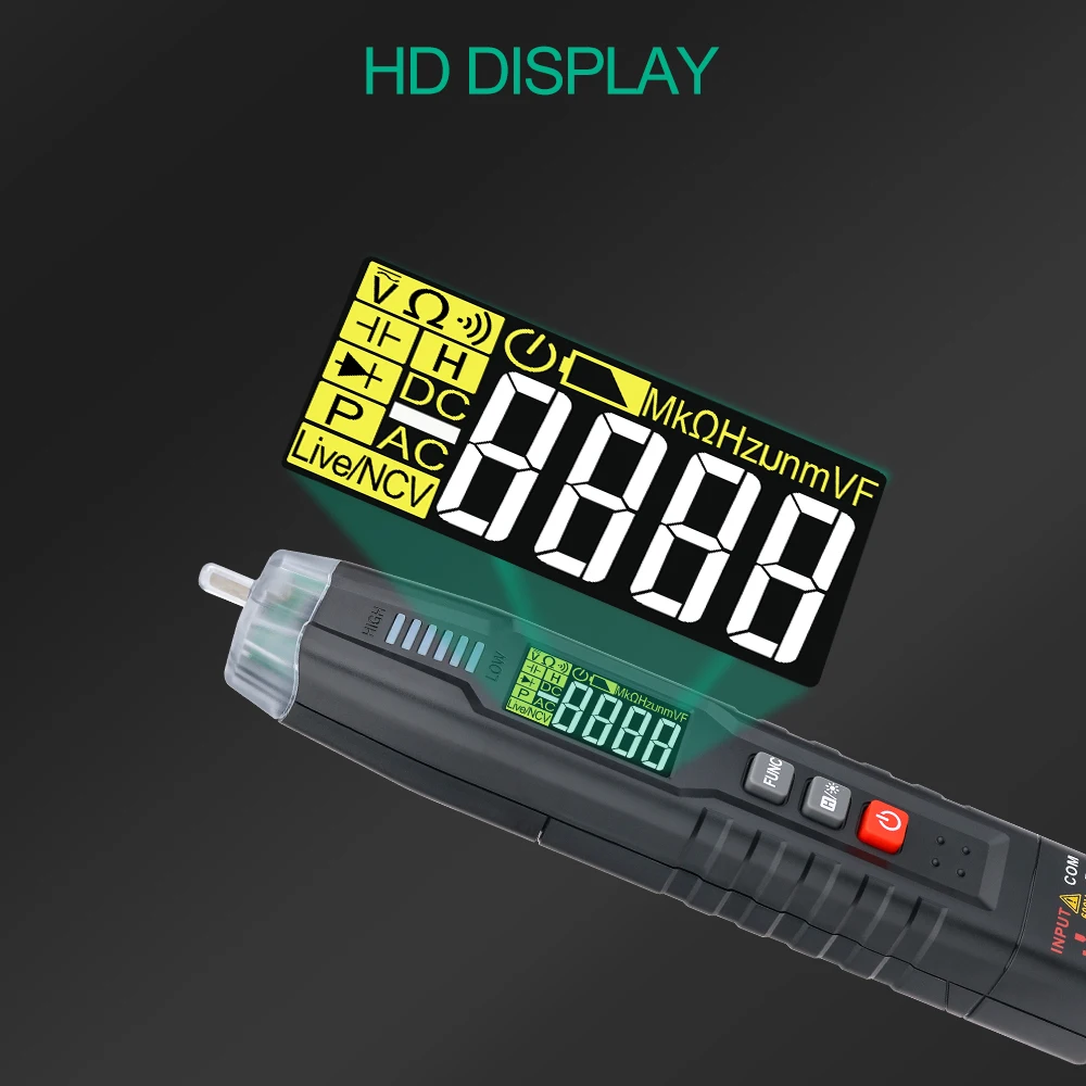 GVDA 펜 타입 디지털 멀티미터, True RMS 스마트 AC DC 전압 저항 커패시턴스 주파수 테스터, 4000 카운트 멀티테스터