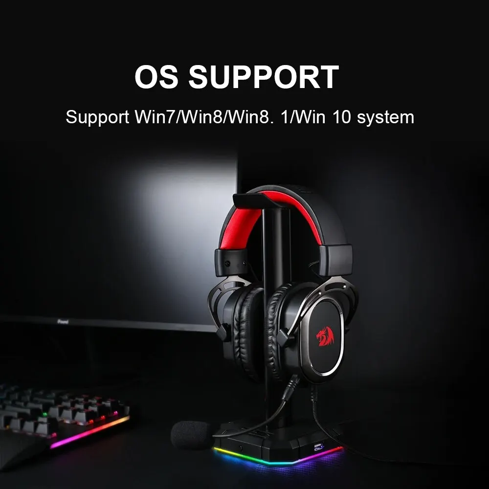 REDRAGON-H710 Pro Helios Gaming Headphone, Microfone Cancelamento De Ruído, 7.1 Surround USB, Headset De Computador, Controlador EQ, Fones De Ouvido