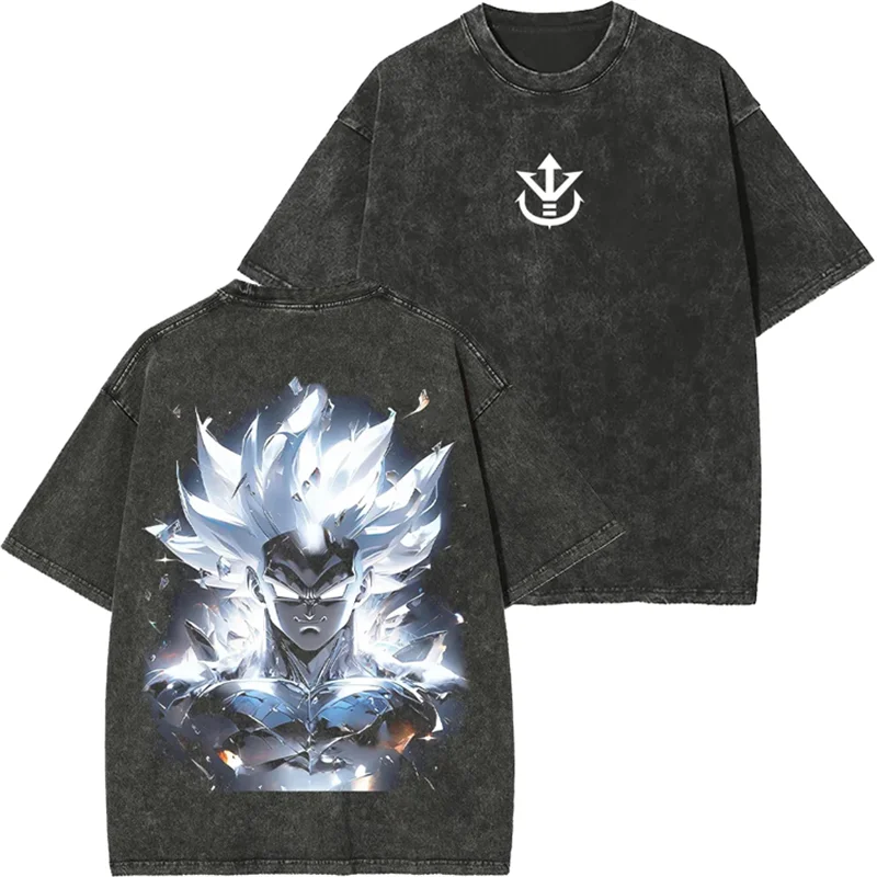 

Dragon Ball Retro Men's Washed T-shirt for Men Goku Demon Man Tops Buou Cotton Cartoon Women's Animation Short-sleeved Clothing