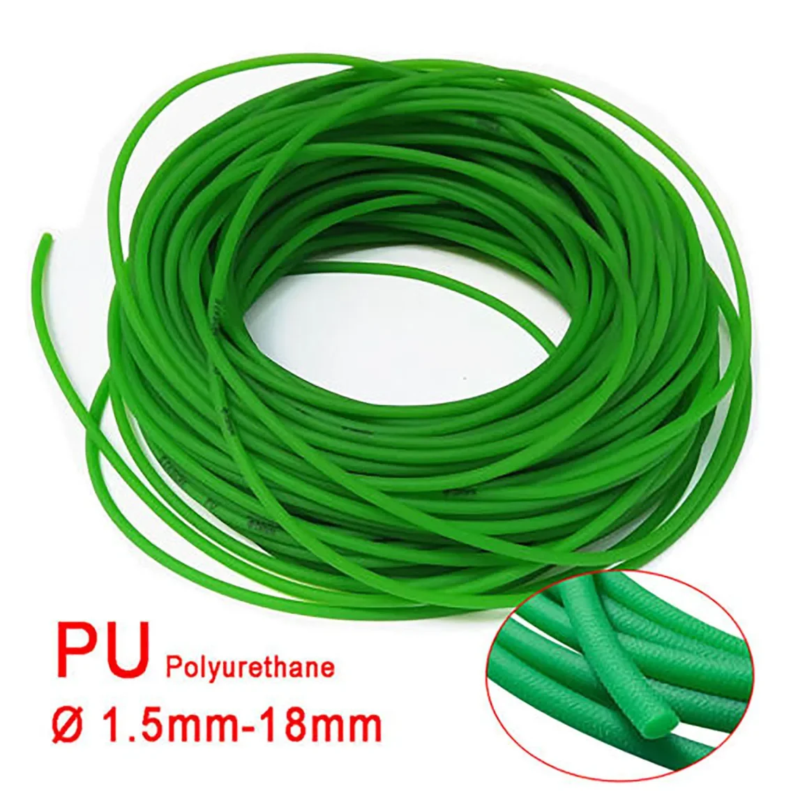 

1M Green Polyurethane Round Belt Dia 1.5/2/2.5/3/3.5/4/5/6/7/8/9/10-18mm PU Conveyor Belts Industrial Drive Belt Meltable Cord