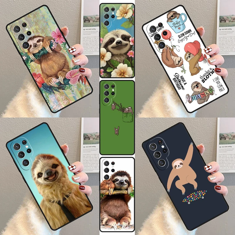 

Funny Cute Sloths Phone Case For Samsung Galaxy S23 S21 S20 FE S24 S25 S22 Ultra Note 10 20 Plus Silicone Cover