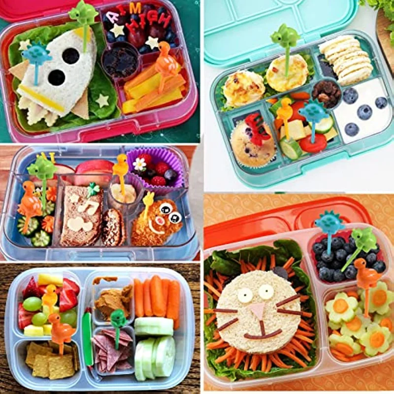 Children\'s dinosaur food pick Selection of cartoon animal fruits mini bento fork lunch box decoration accessories