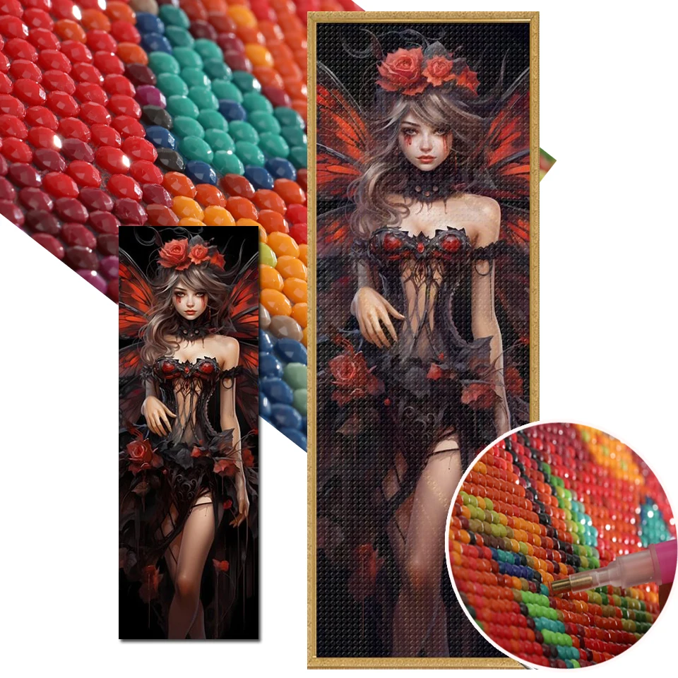 ภาพวาดติดเพชร5D หญิงสาวลึกลับแบบทำมือขนาดใหญ่ภาพทิวทัศน์ของหญิงสาวมายากลเพชรสี่เหลี่ยมจัตุรัสเต็มตกแต่งห้องในบ้าน