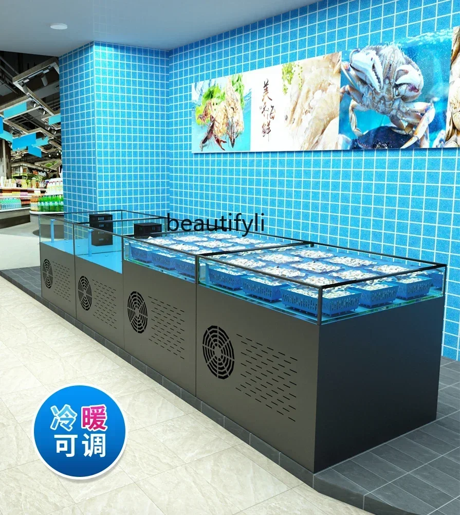 

Seafood Pool Supermarket Water-Cooled Integrated Machine Hotel Shrimp and Shellfish Pool Glass Fish Tank