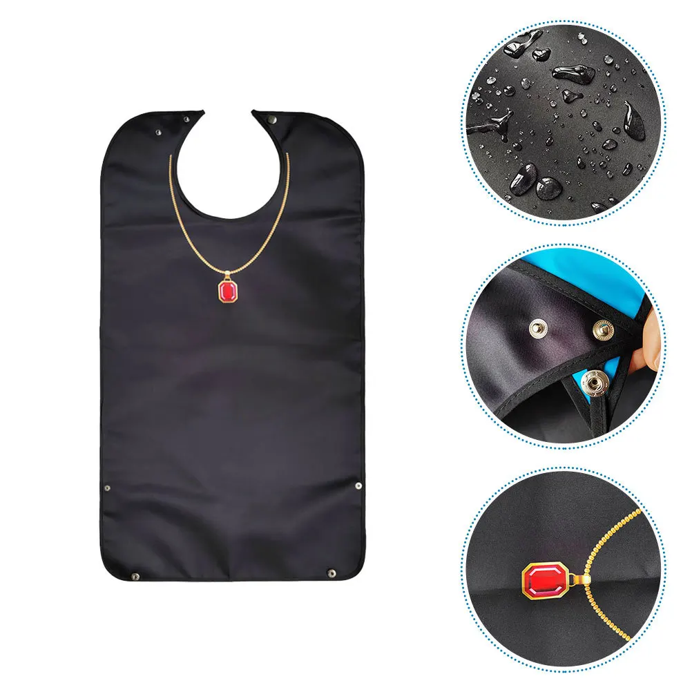 

1pcs Waterproof Adult Bib Reusable Polyester Eating Protector Foldable Washable Wear-Resistant Household Dinner Bib Clothing