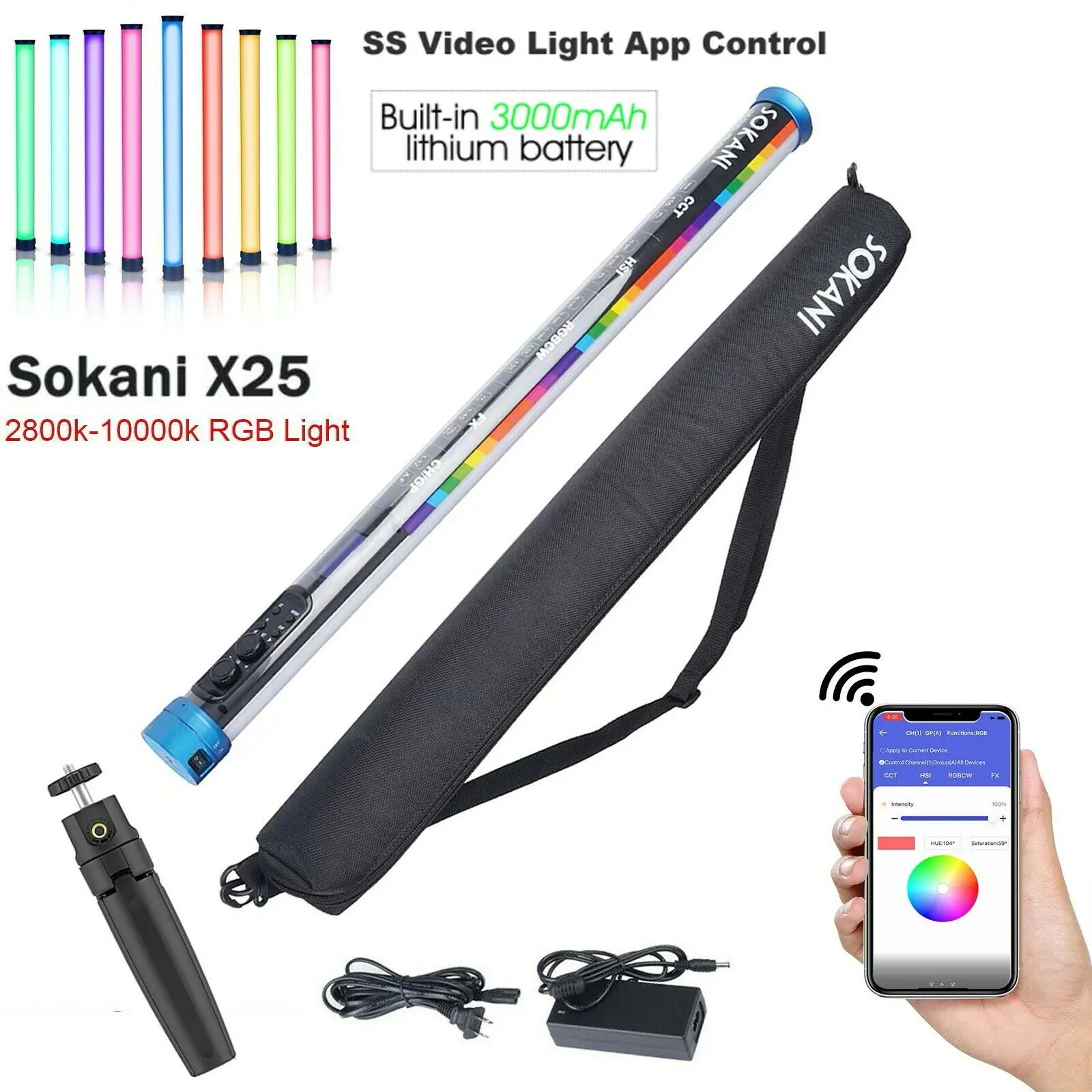 Sokani X100 X25 Bi-Color RGB LED Video Light Handheld Tube Wand Stick Kit for YouTube Tiktok