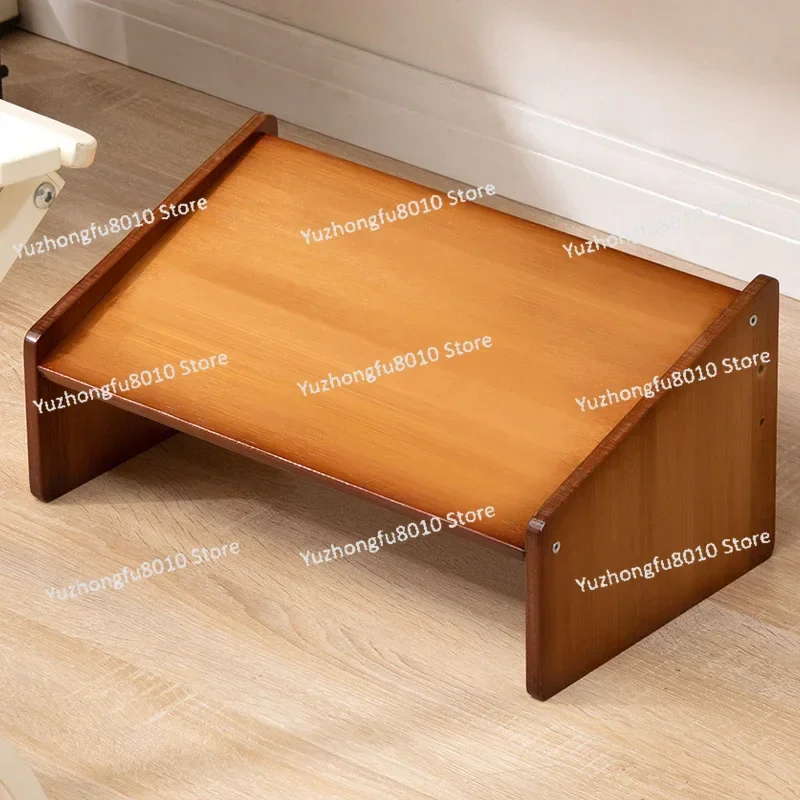 Adjustable Bamboo Office Footrest, Three-Position Foot Support, Inclined Surface Design, Exquisite Crafted, Ergonomic