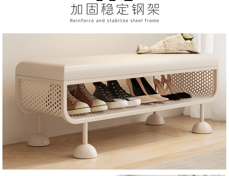 Iron Entryway Shoe Bench with Storage Sturdy Shoe Rack Convertible Seat Shoe Organizer Creative Large Capacity Boot Shelf
