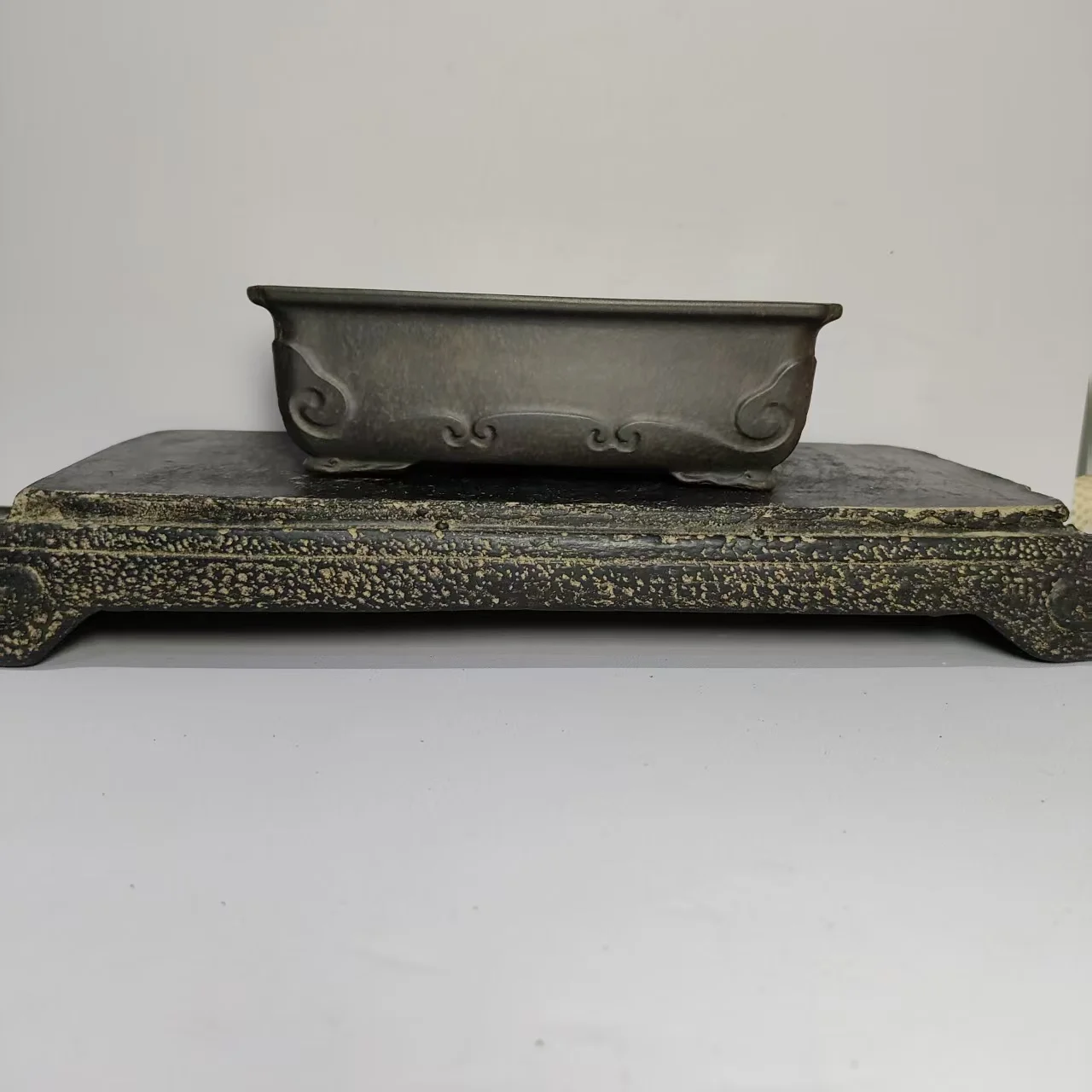 Yixing Old Brown Bonsai Pots Unglazed Rectangle Pot with cloud feet
