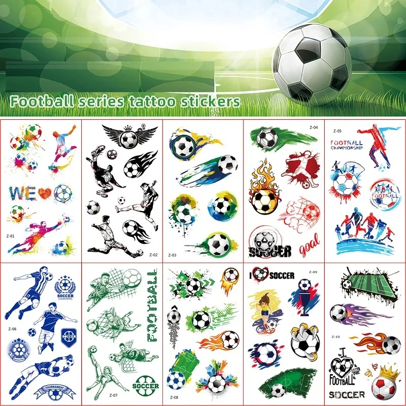 

10PCS Temporary Tattoos for Children Football Basketball Rugby Soccer Fan Waterproof Fake Tattoo Sticker Temporary Tattoos