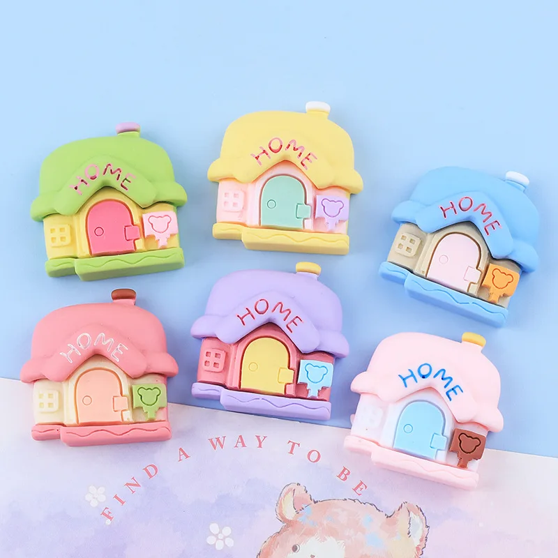 

5Pcs Cartoon Colour House Resin DIY Barrette Icebox Mobile Phone Case Decoration Materials Crocs Cream Glue Flat Back patch