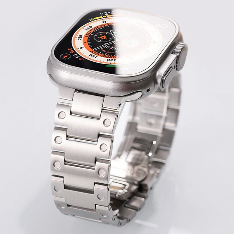 Pulseira de metal cor titânio para apple watch ultra 49mm pulseira de aço inoxidável para iwatch série 10 9 8 7 6 5 se 46mm 45mm 44mm 42mm