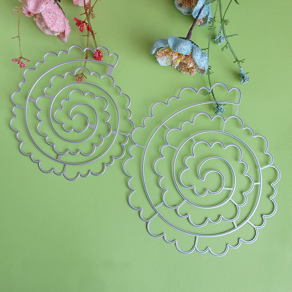 2022 delicate spiral flower cutting dies for English letters, scrapbooks, reliefs, craft stamps, photo album puzzl