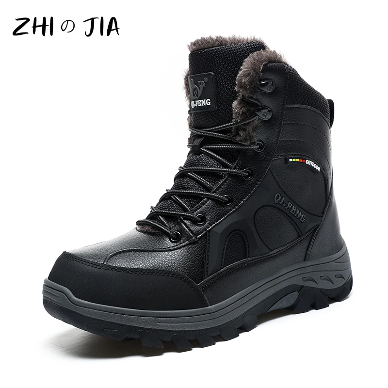 Outdoor Hiking Boots Plus Size 46 Snow Boots New Men Winter Men Training Work Boots Waterproof Slip-Resistant Keep Warm Fashion