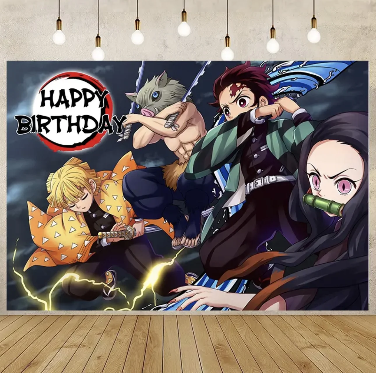 Anime Demon Slayer Birthday Party Decoration Banner Demon Party Supplies Baby Shower Photography Background for Boys Birthday P