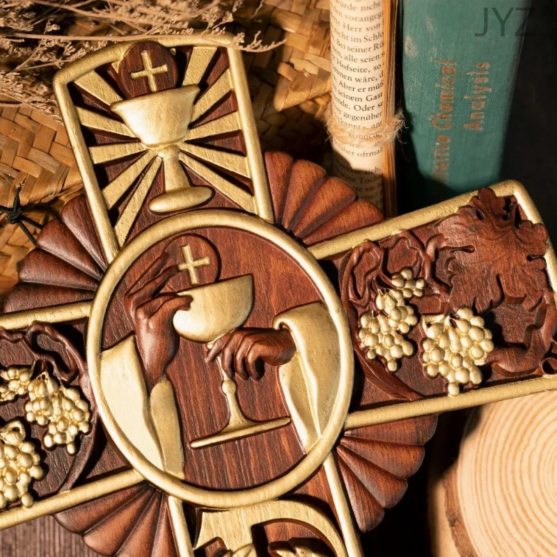 Christ's Religious Wood Holy Cross for Indoor Wall Hanging, Jesus Catholic Gift