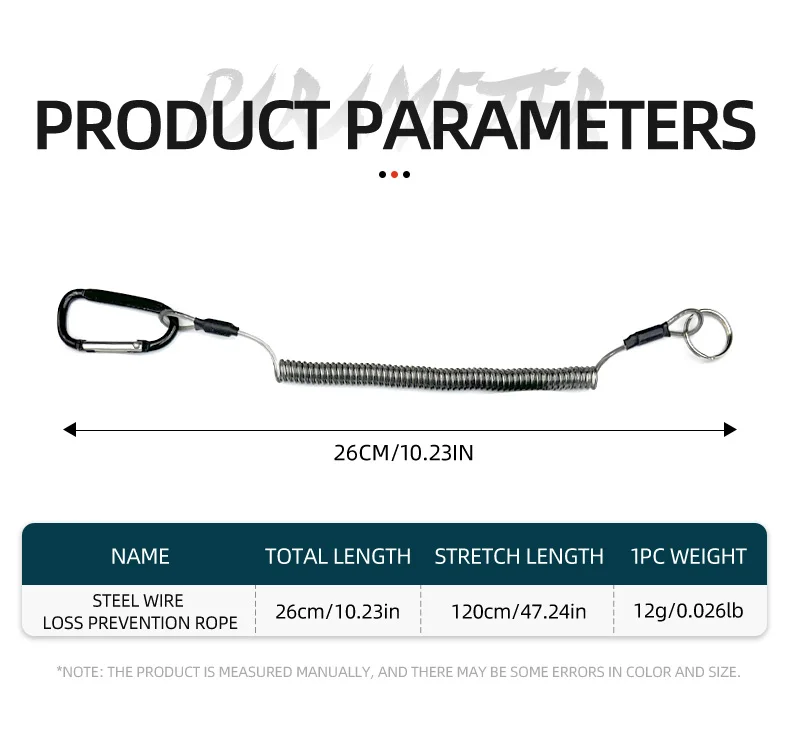 ShareShark 2 Stück/Beutel Drahtseil-Sicherheitsseil mit Karabiner Verlustsicheres Spiralförmiges Umhängeband Angelzubehör – Detail 2