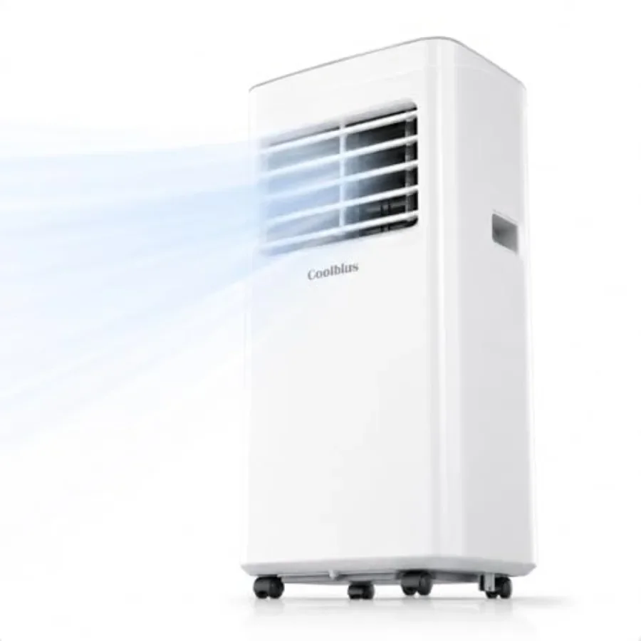 Portable air conditioners for home use, white ABS plastic, 8500 BTU cooling capacity for up to 360 sq.ft, 3-in-1 functionality