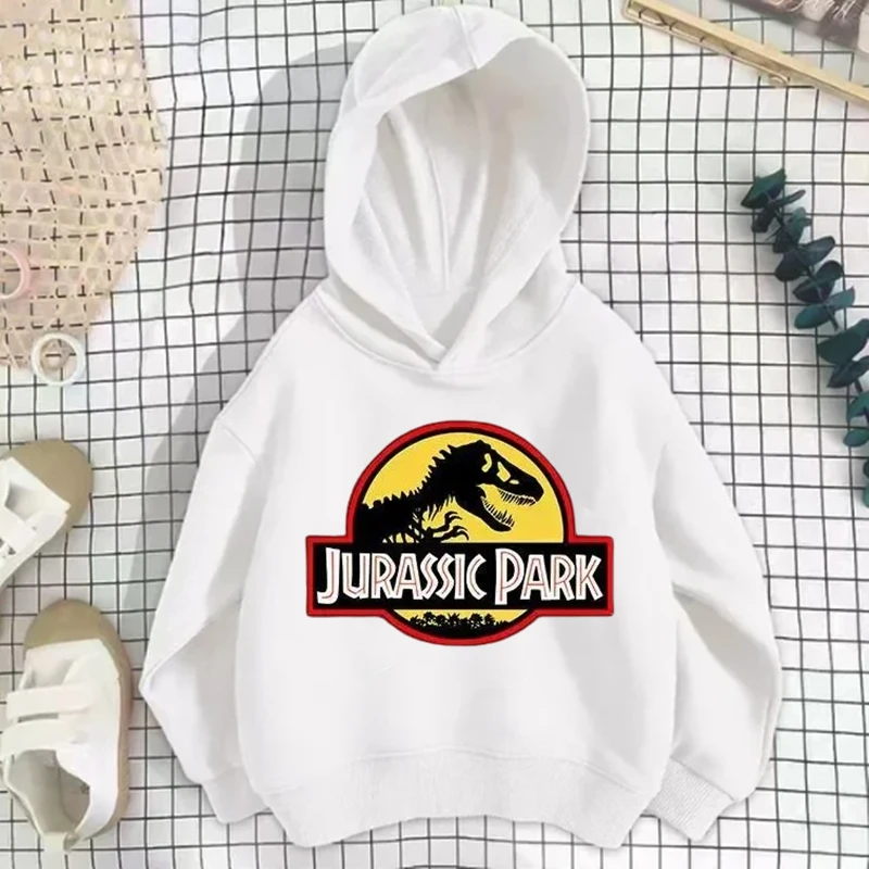 Jurassic Dinosaurs Children black hoodie Tops Outwear Clothing Hoodies 3-12 Year Kids Hood leisure Sweatshirt Boys Girls Anime