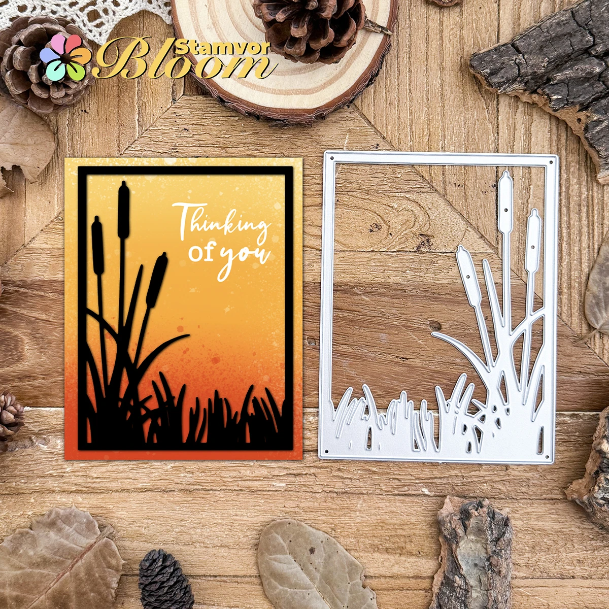 Original Schilf Teich Pflanzen Gras Rahmen Metall Stanzformen Scrapbooking Dekorative Prägung