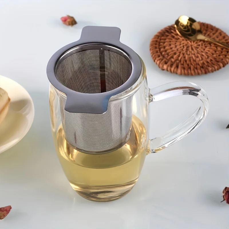 Stainless Steel Tea Infuser Mesh Strainer With Large Capacity & Perfect Size Double Handles For Hanging On Teapots, Mugs 1