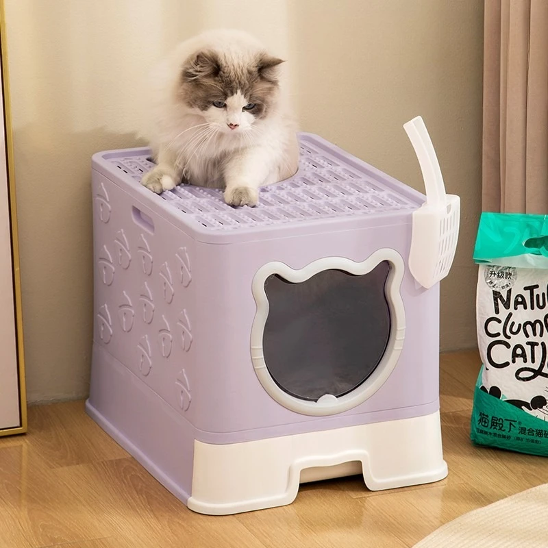 

PP Large Fully Enclosed Cat Litter Box Foldable Drawer Type Cat Toilet Deodorizing Anti-Splash Cat Supplies